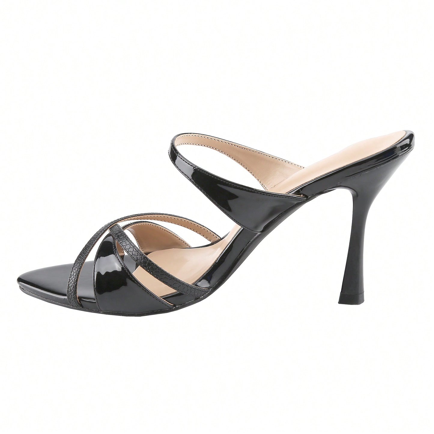 Strappy Heels For Women Stiletto Mules Point Open Toe Slip On Sandals