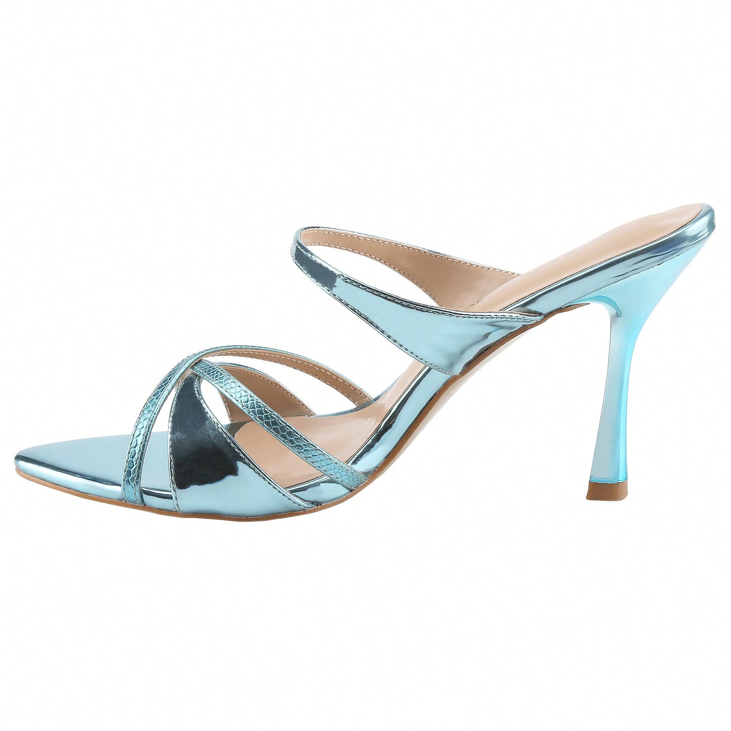 Strappy Heels For Women Stiletto Mules Point Open Toe Slip On Sandals