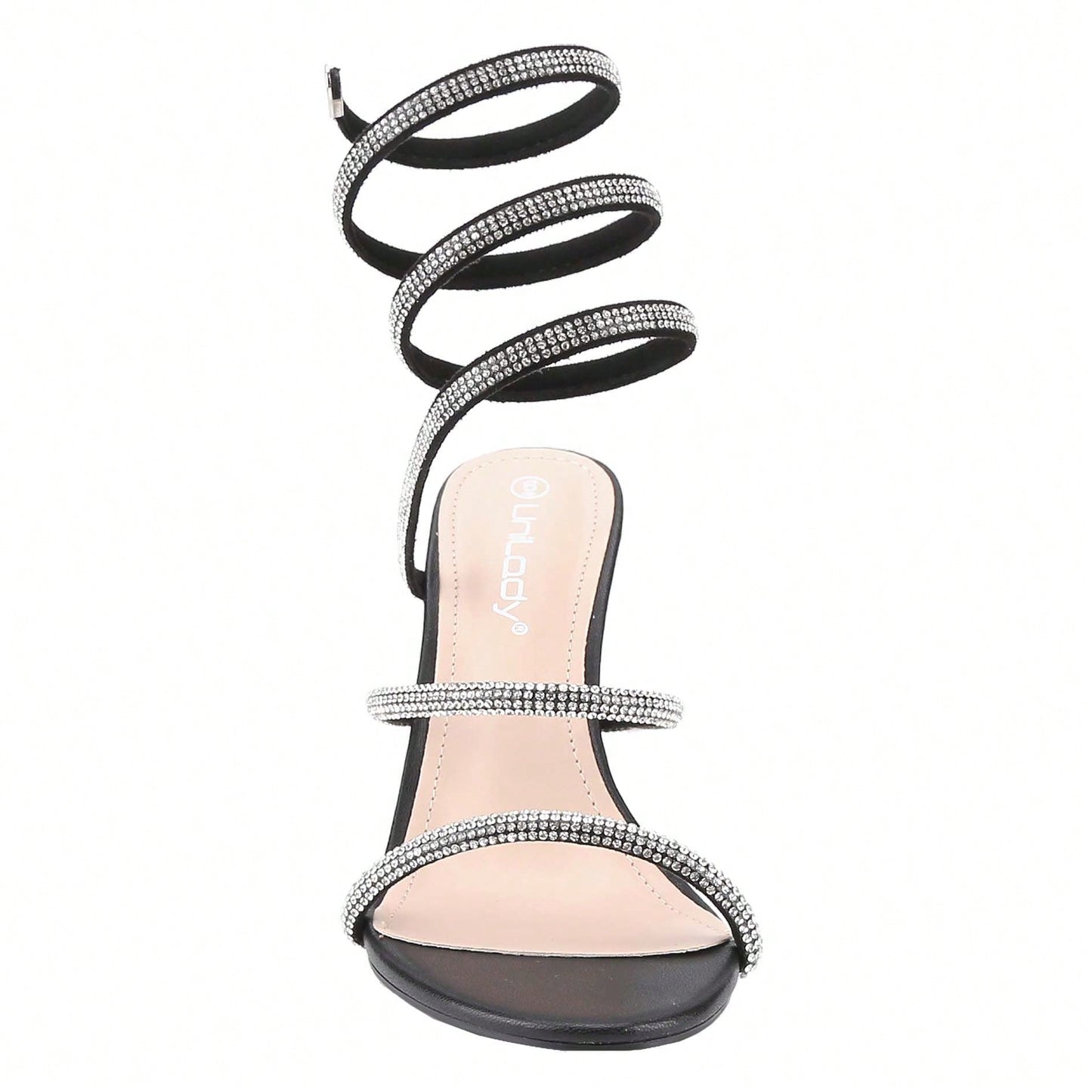 Women's Rhinestone Spiral Ankle Wrap Strap High Heels Sandals