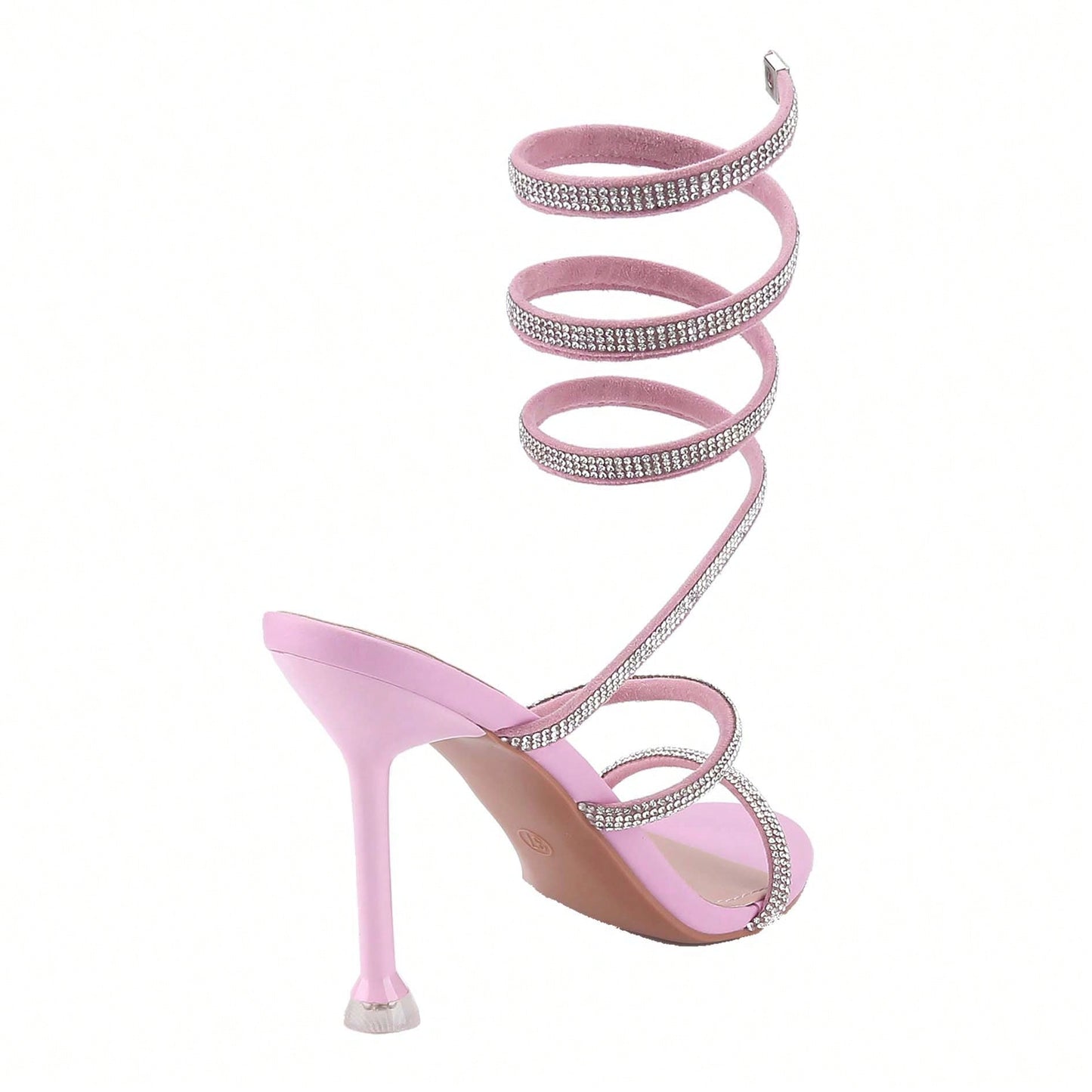 Women's Rhinestone Spiral Ankle Wrap Strap High Heels Sandals