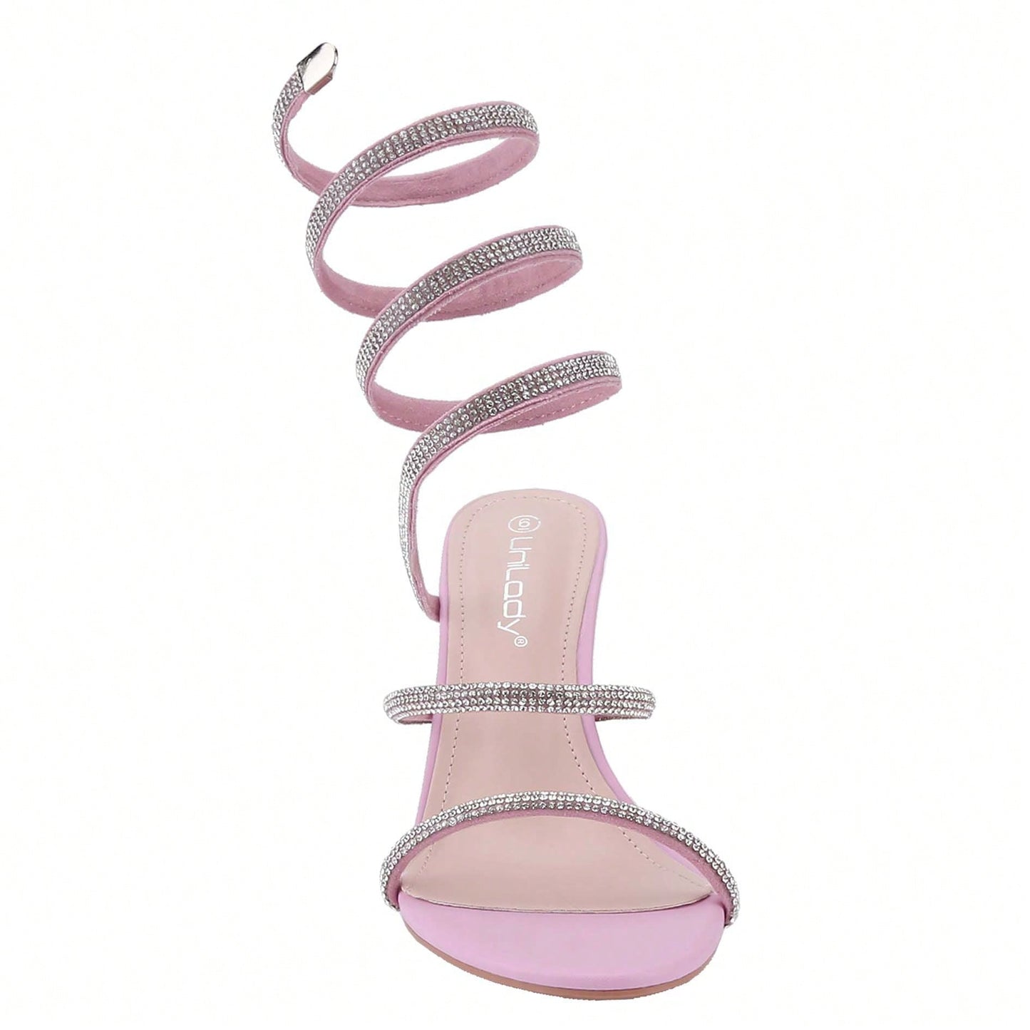 Women's Rhinestone Spiral Ankle Wrap Strap High Heels Sandals