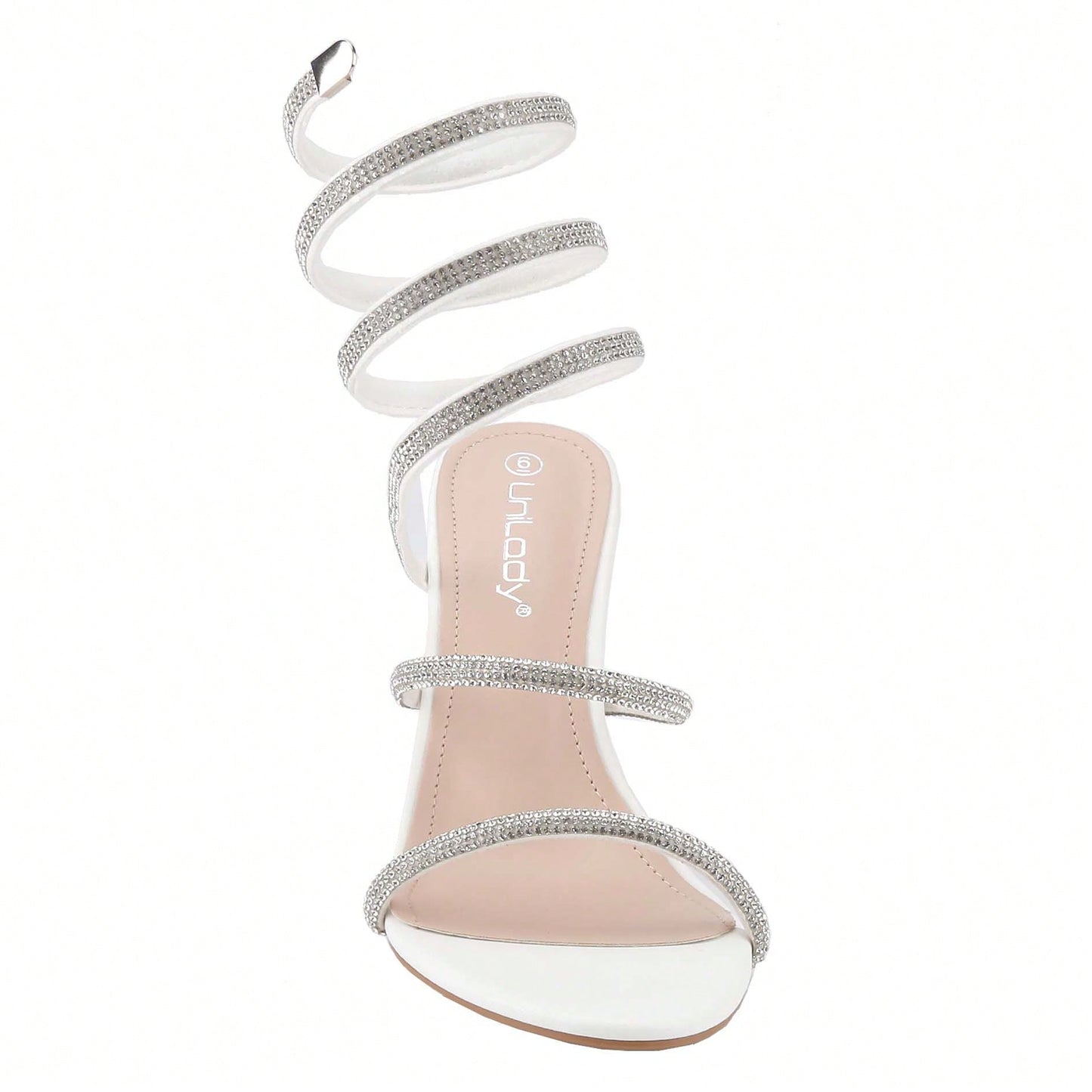 Women's Rhinestone Spiral Ankle Wrap Strap High Heels Sandals