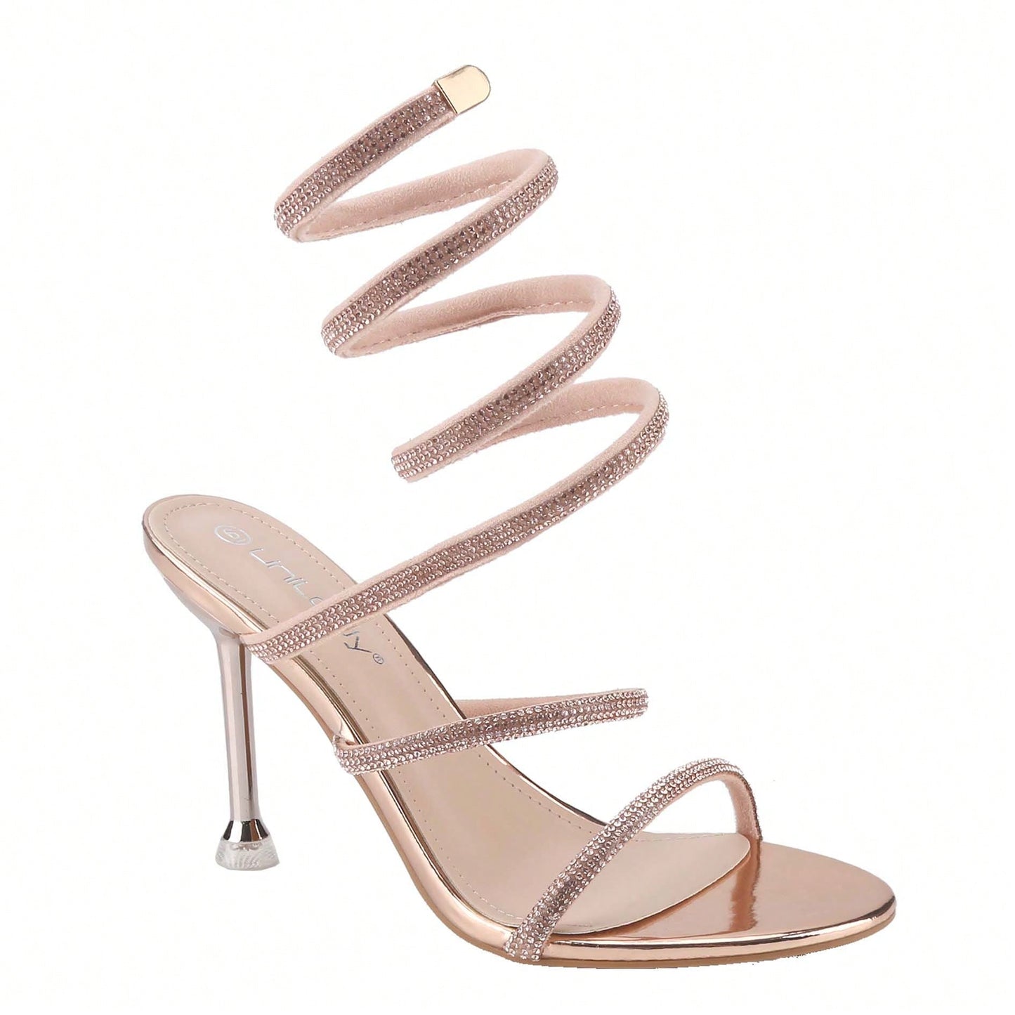 Women's Rhinestone Spiral Ankle Wrap Strap High Heels Sandals