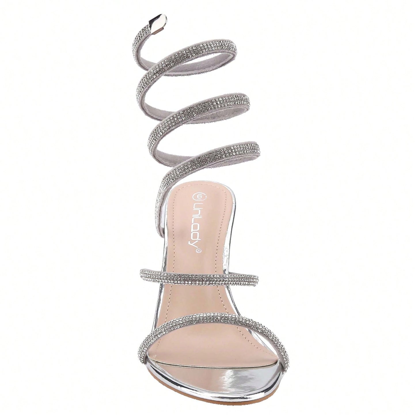 Women's Rhinestone Spiral Ankle Wrap Strap High Heels Sandals