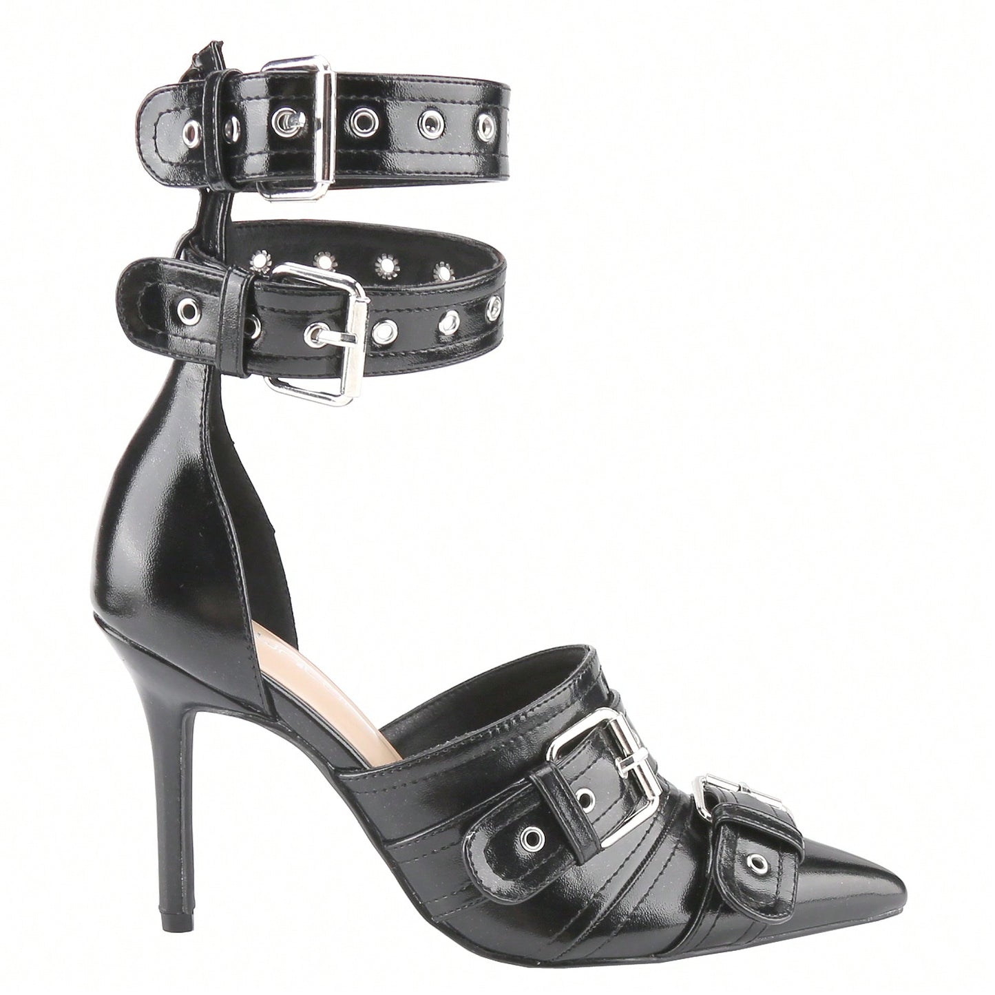 Women's High Heeled Stiletto With Buckles For Women Slingback With Straps Point Toe Casual Dress Shoes