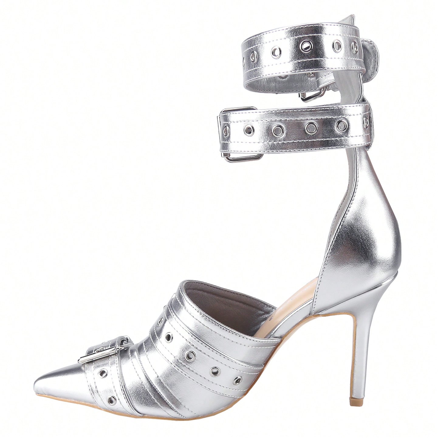 Women's High Heeled Stiletto With Buckles For Women Slingback With Straps Point Toe Casual Dress Shoes