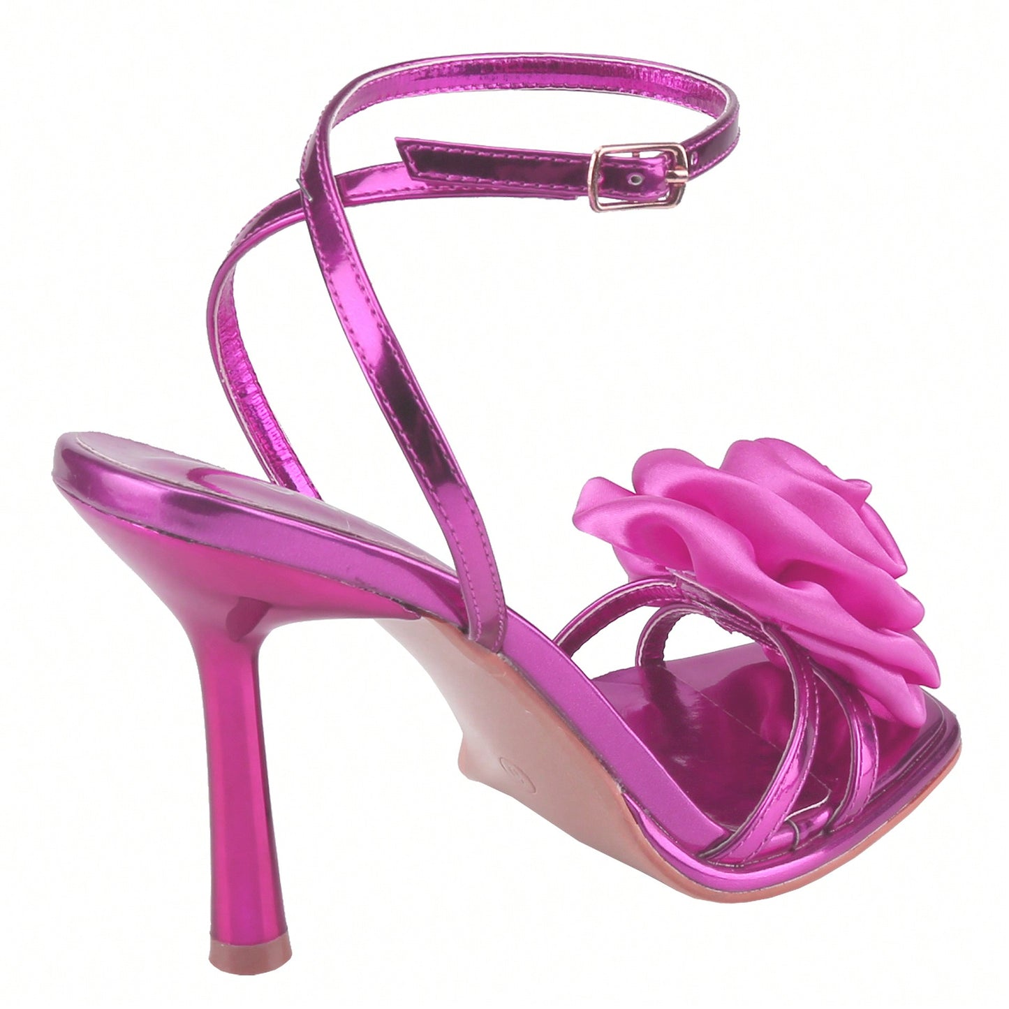 Open Square Toe Heeled Sandals Flower Ankle Buckle Strap Stiletto High Heels Comfort Slingback Summer Dress Shoes