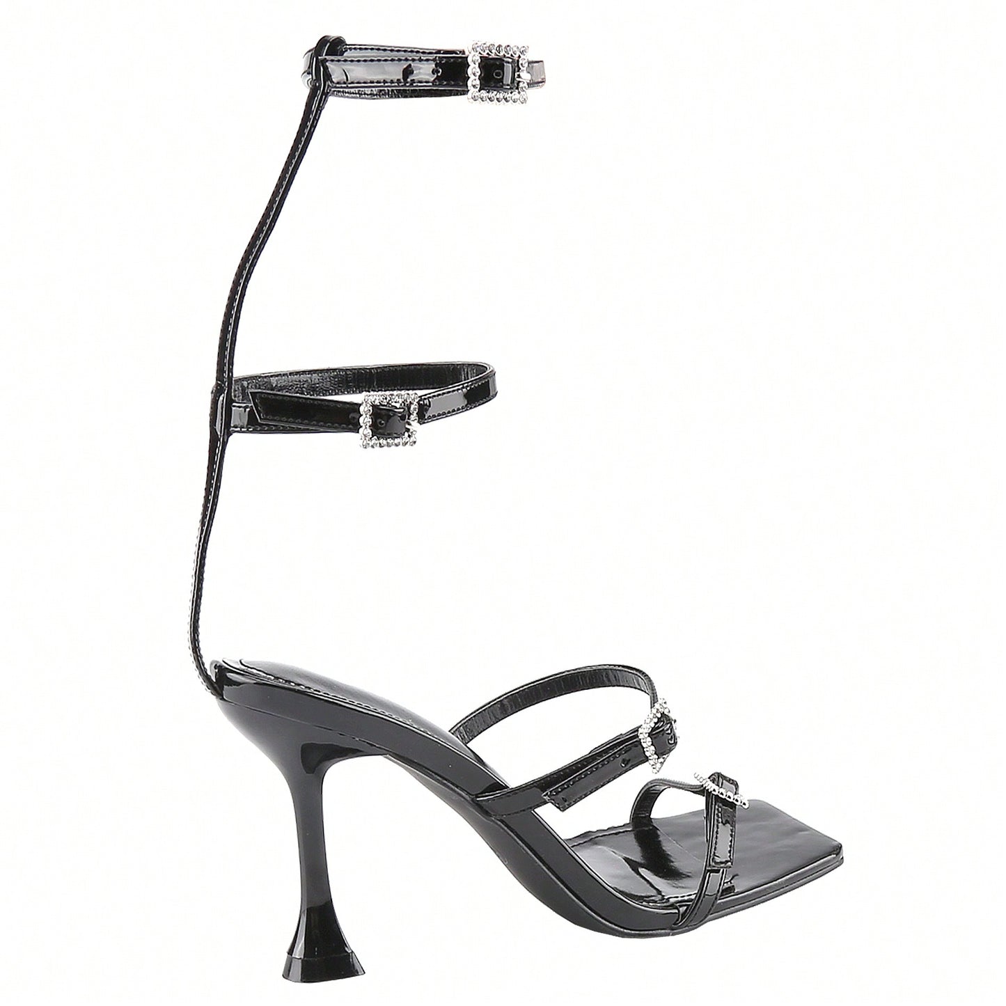 Women's Square Toe Strappy Heels Sandal Multicolor Ankle Strap Heeled Sandals Sexy Stiletto High Heels