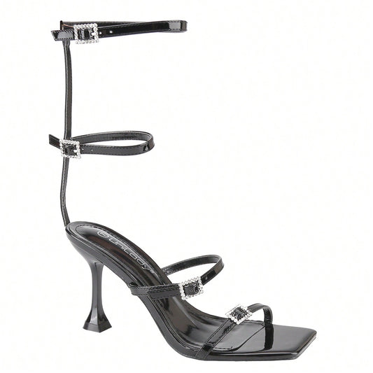 Women's Square Toe Strappy Heels Sandal Multicolor Ankle Strap Heeled Sandals Sexy Stiletto High Heels