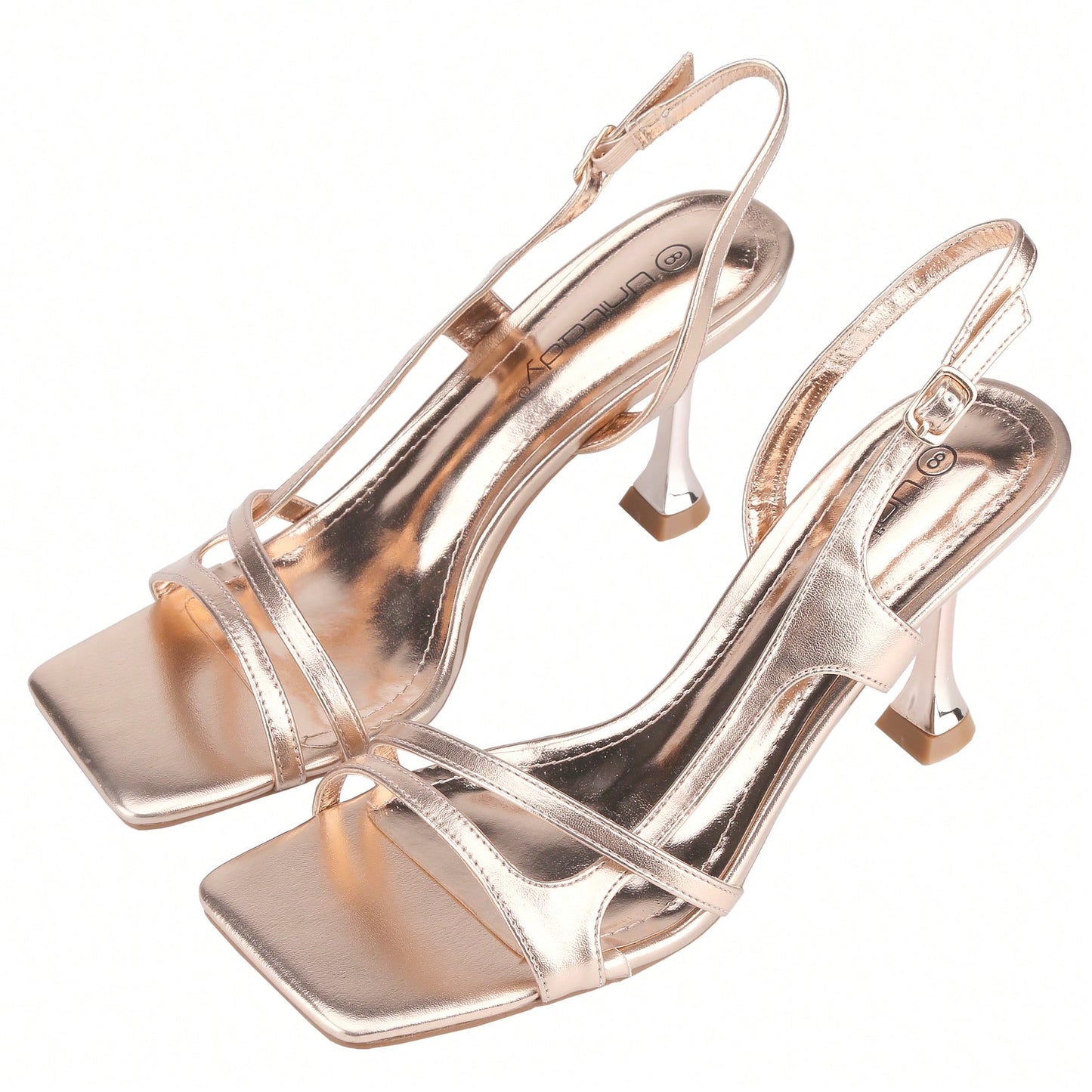 Women's Chunky Heel Sandals High Stiletto Open Toe Double Band Block High Heel Mules Slide Sandal