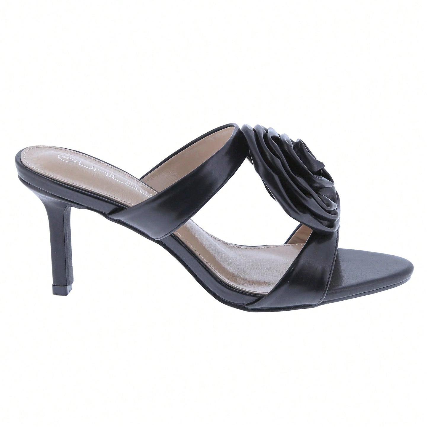 Women's Rose Flower Sexy Stiletto Mule Slip On Point Open Toe Sandals