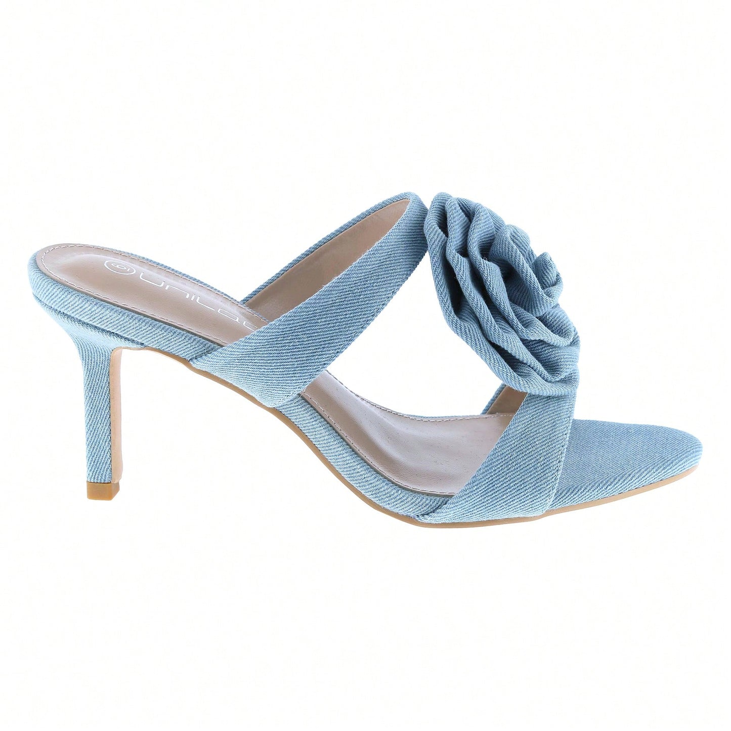 Women's Rose Flower Sexy Stiletto Mule Slip On Point Open Toe Sandals