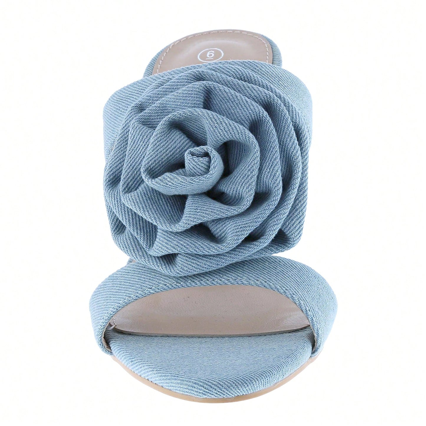 Women's Rose Flower Sexy Stiletto Mule Slip On Point Open Toe Sandals