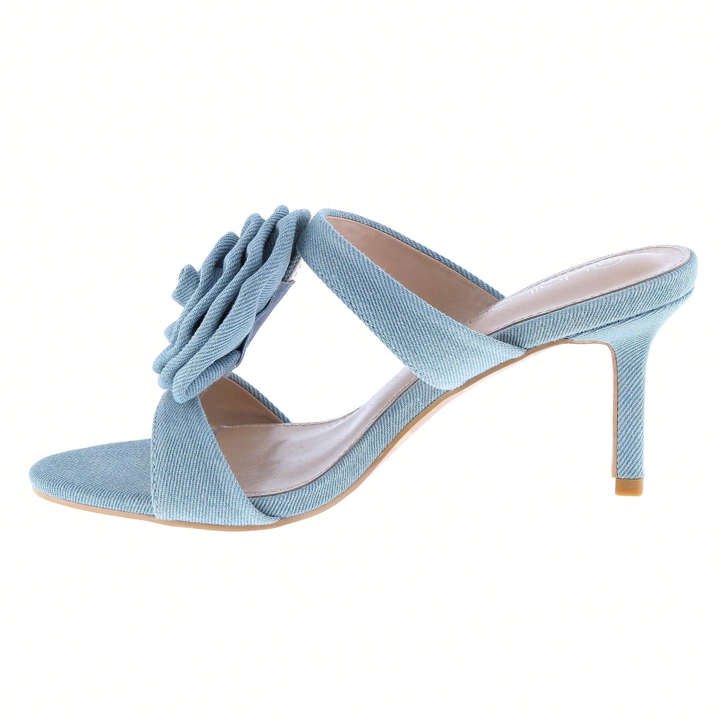 Women's Rose Flower Sexy Stiletto Mule Slip On Point Open Toe Sandals