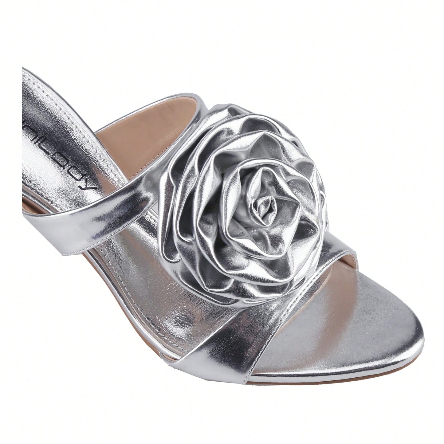 Women's Rose Flower Sexy Stiletto Mule Slip On Point Open Toe Sandals