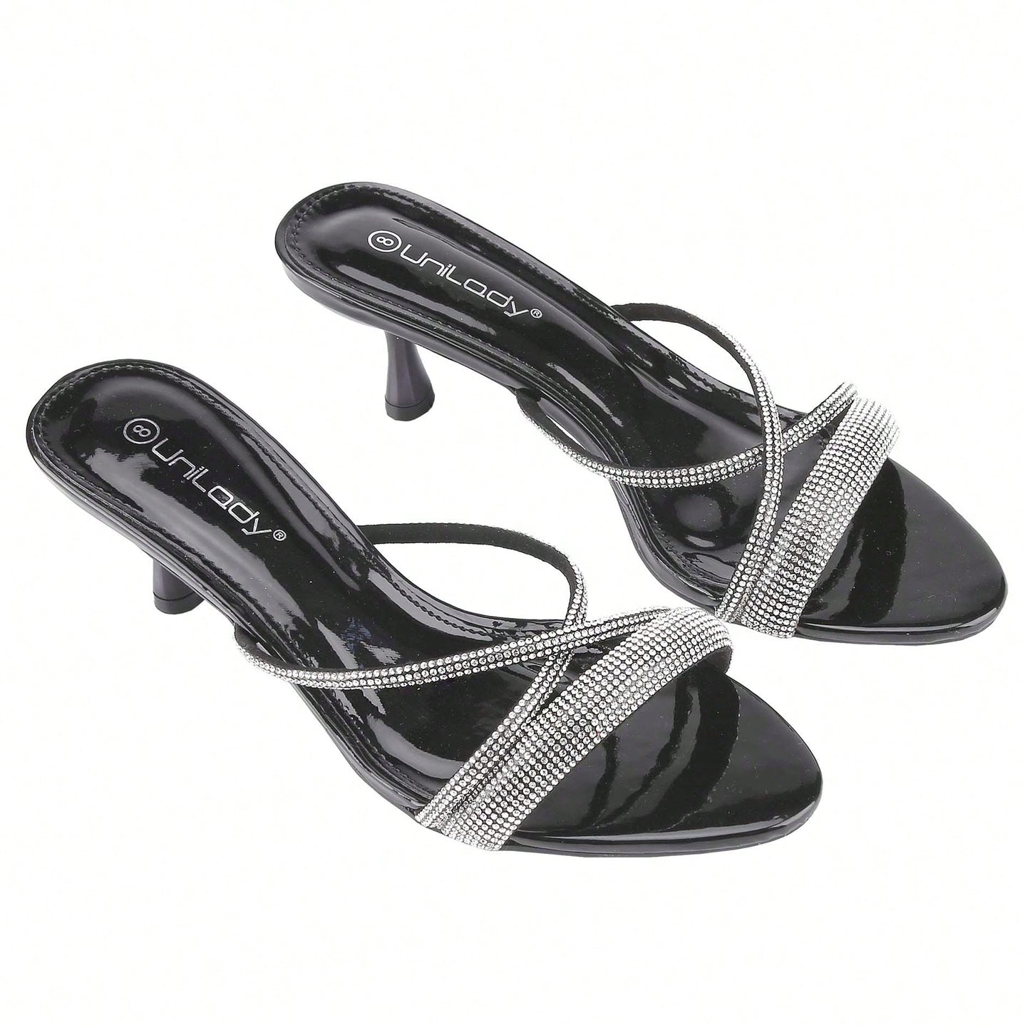 Women's Sandals Mid Heel Rhinestone Sandals Strappy Heels For Women