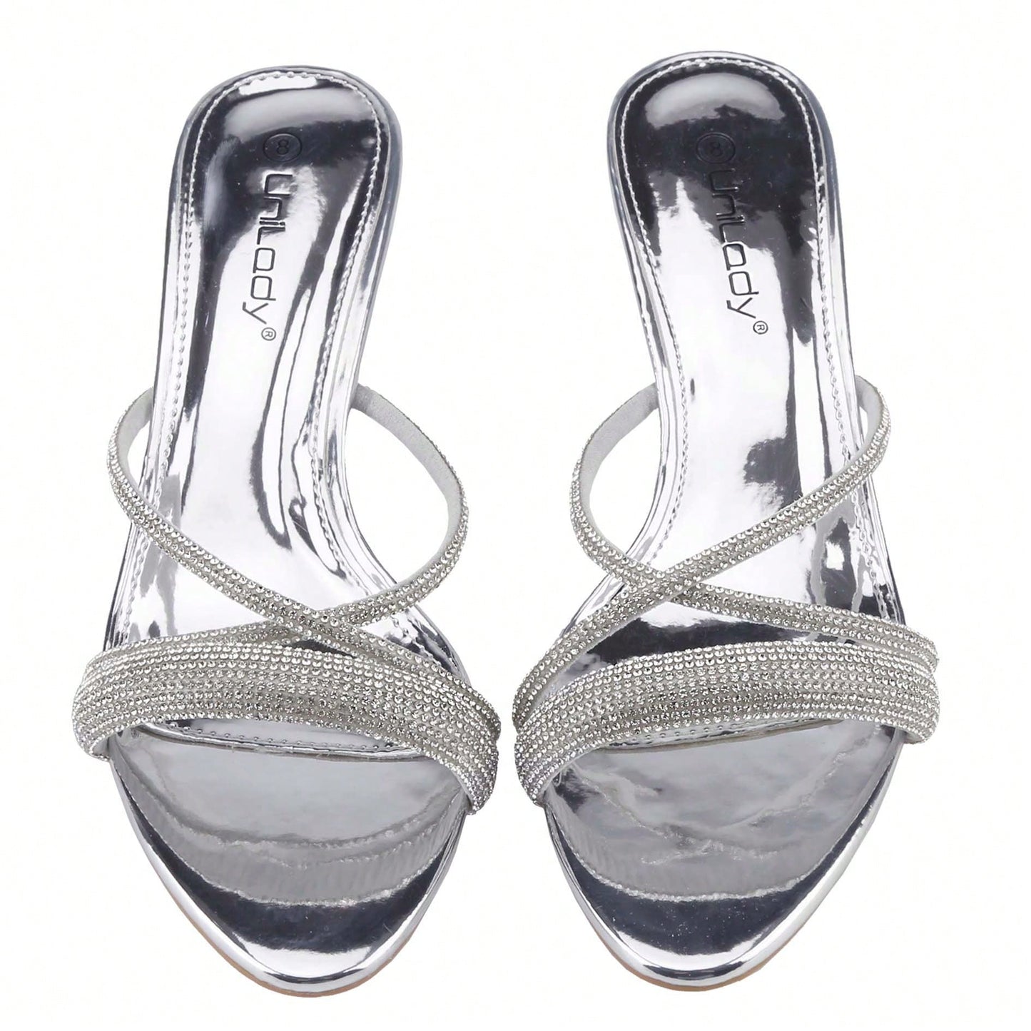 Women's Sandals Mid Heel Rhinestone Sandals Strappy Heels For Women