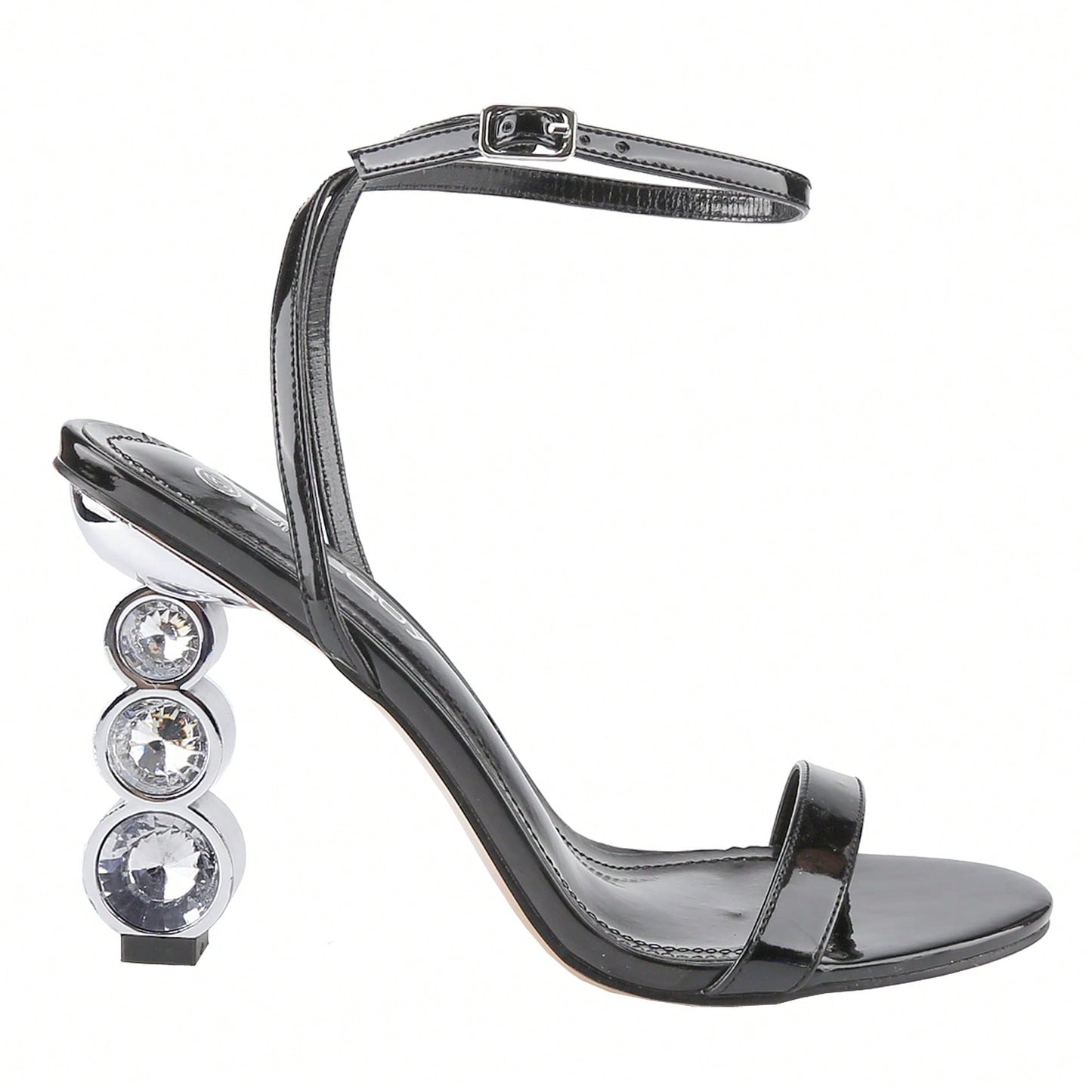 Women's Rhinestone Chunky Heeled Sandals Ankle Strappy Open Toe Gem Diamante Block Heel Summer Wedding Sandals