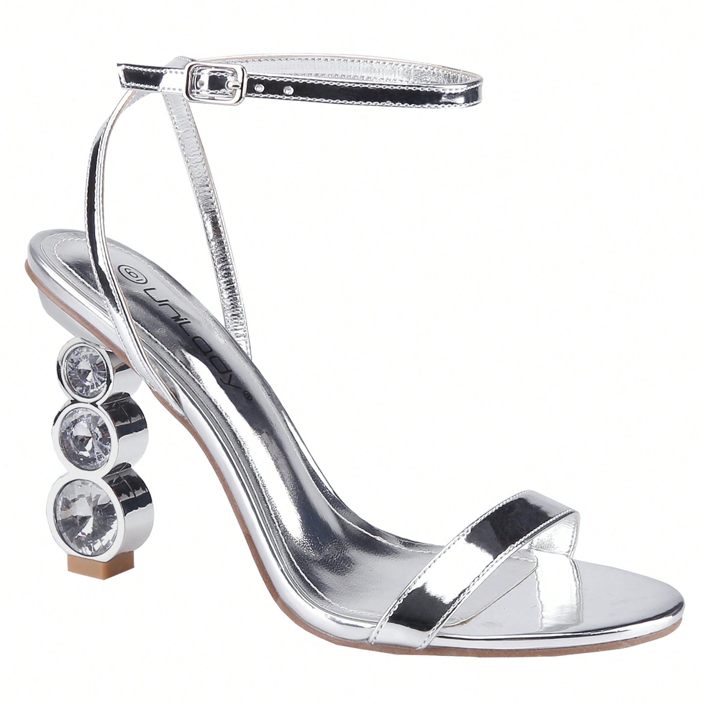 Women's Rhinestone Chunky Heeled Sandals Ankle Strappy Open Toe Gem Diamante Block Heel Summer Wedding Sandals