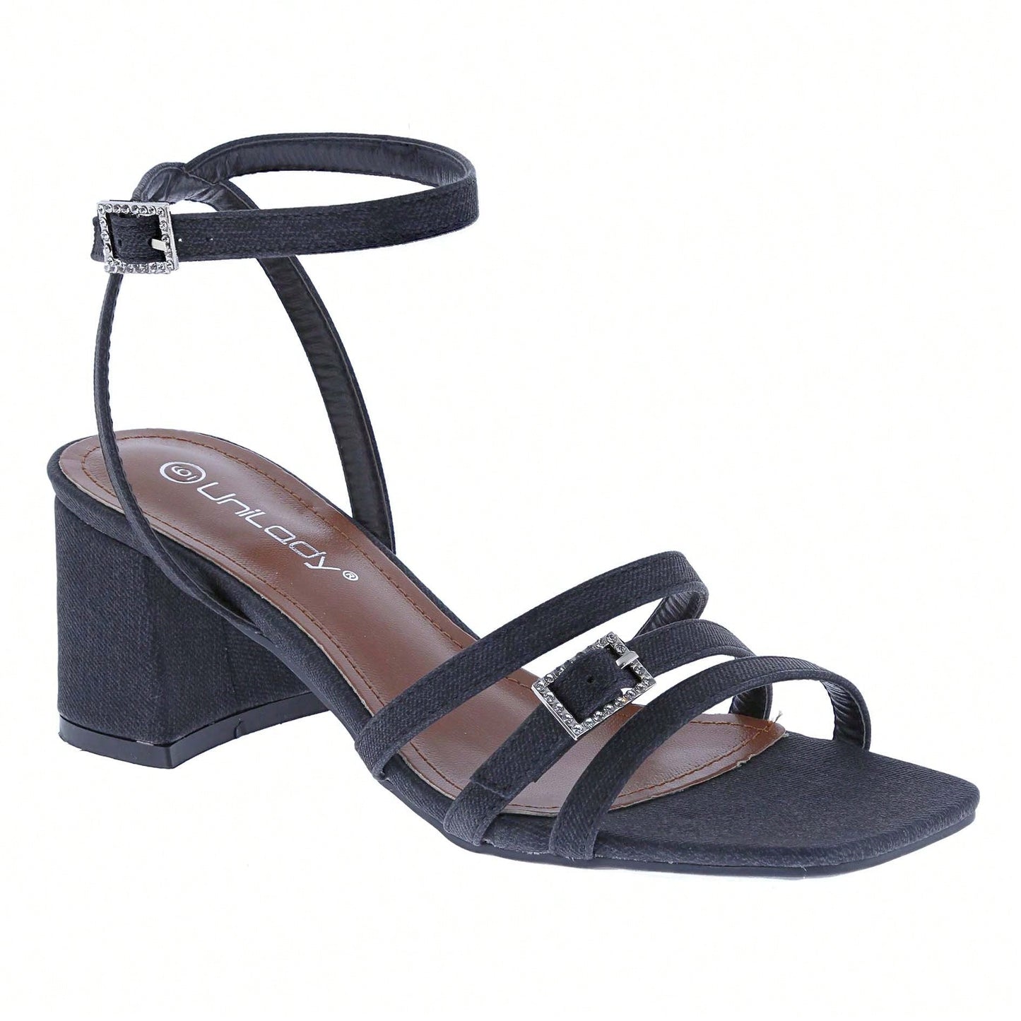 Women's Strappy Chunky Heeled Sandals Square Toe Block Heel Mules Heels