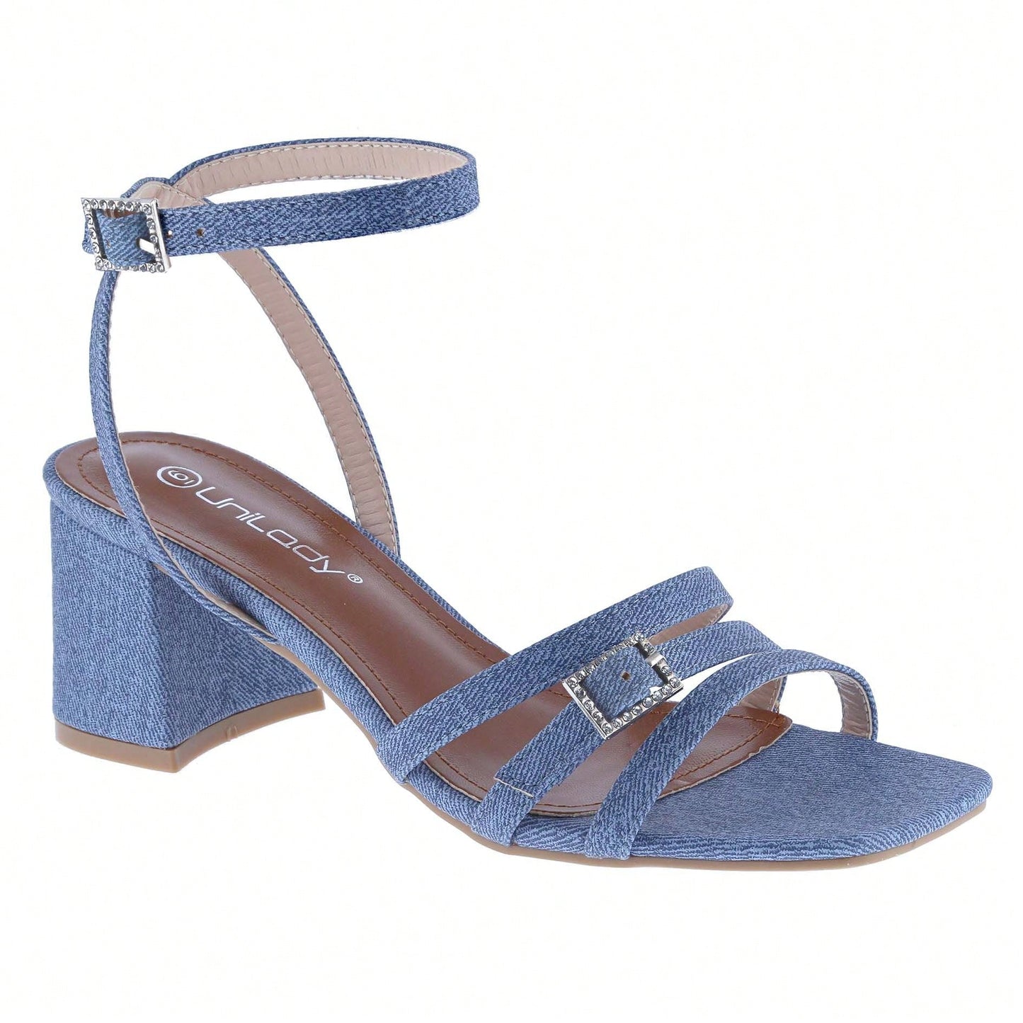 Women's Strappy Chunky Heeled Sandals Square Toe Block Heel Mules Heels