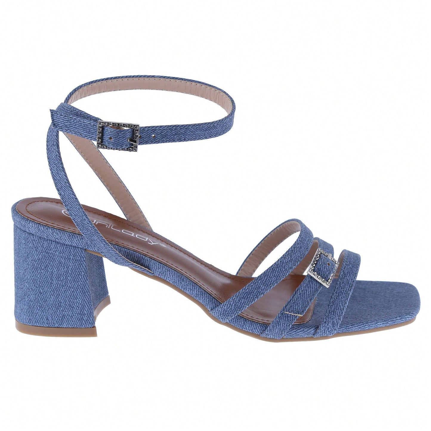 Women's Strappy Chunky Heeled Sandals Square Toe Block Heel Mules Heels