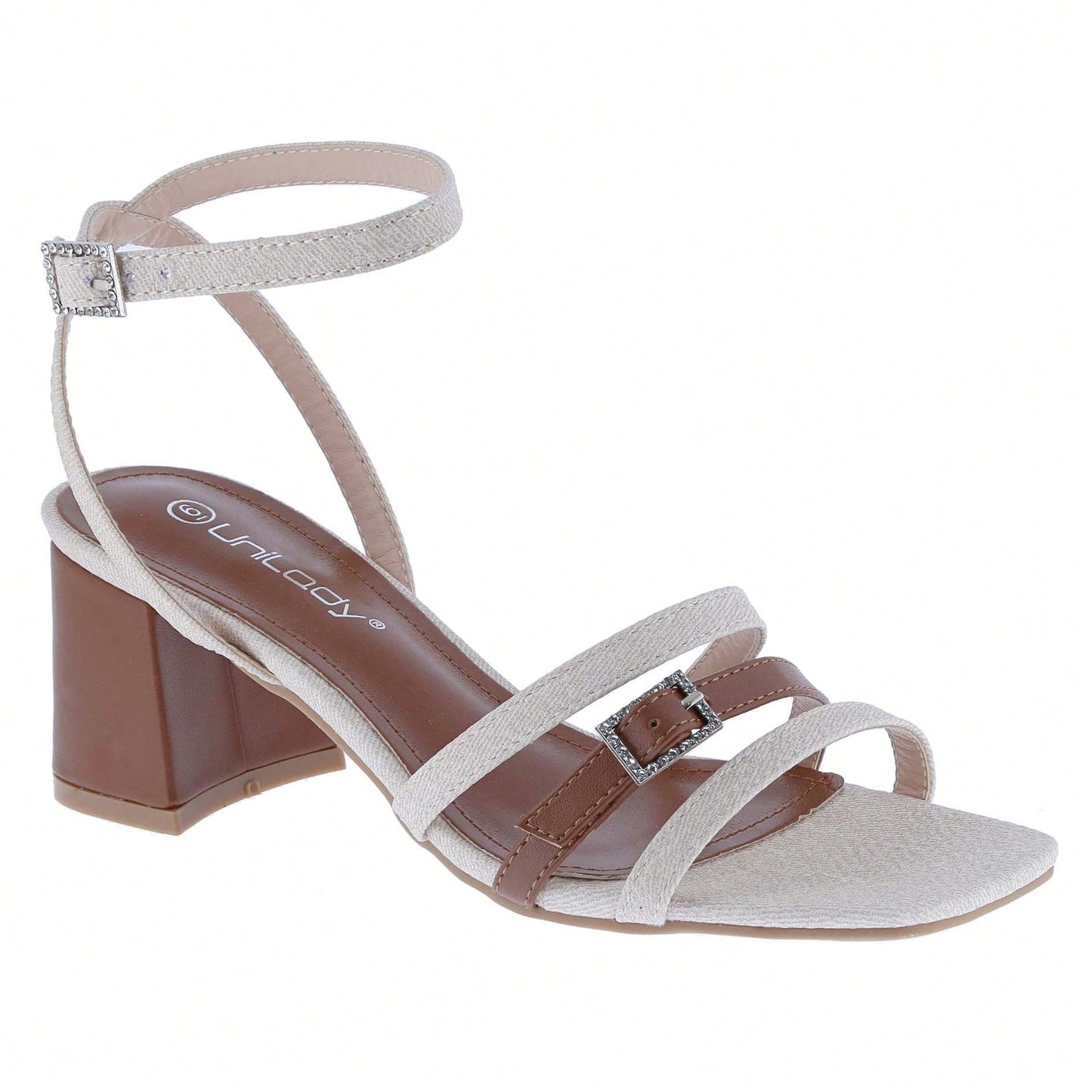 Women's Strappy Chunky Heeled Sandals Square Toe Block Heel Mules Heels
