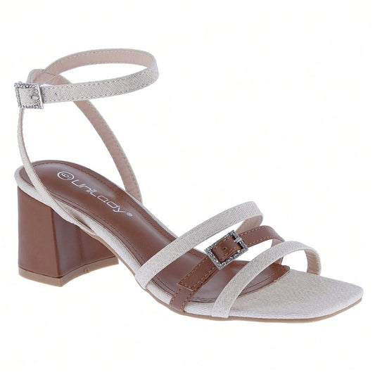 Women's Strappy Chunky Heeled Sandals Square Toe Block Heel Mules Heels