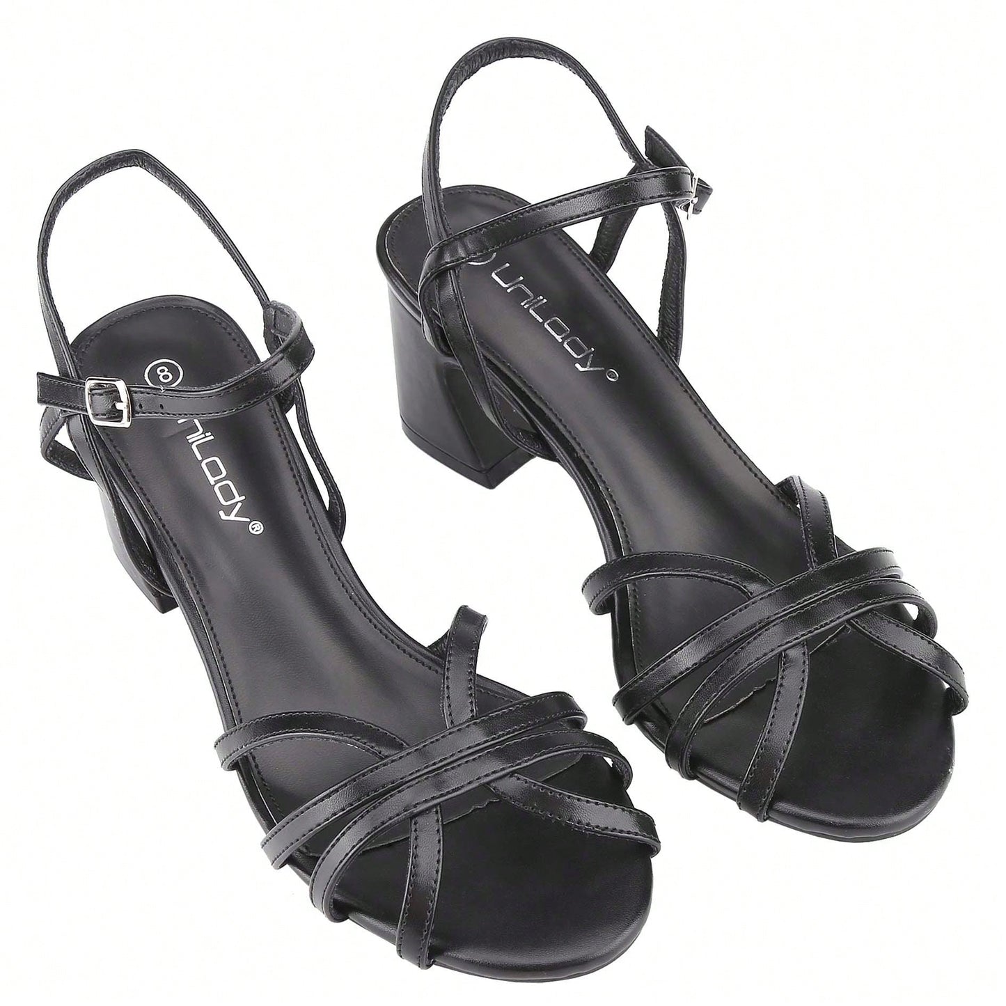 Women's Chunky Heel Strappy Platform Heels Square Open Toe Heeled Sandals Ankle Strap Block Heel