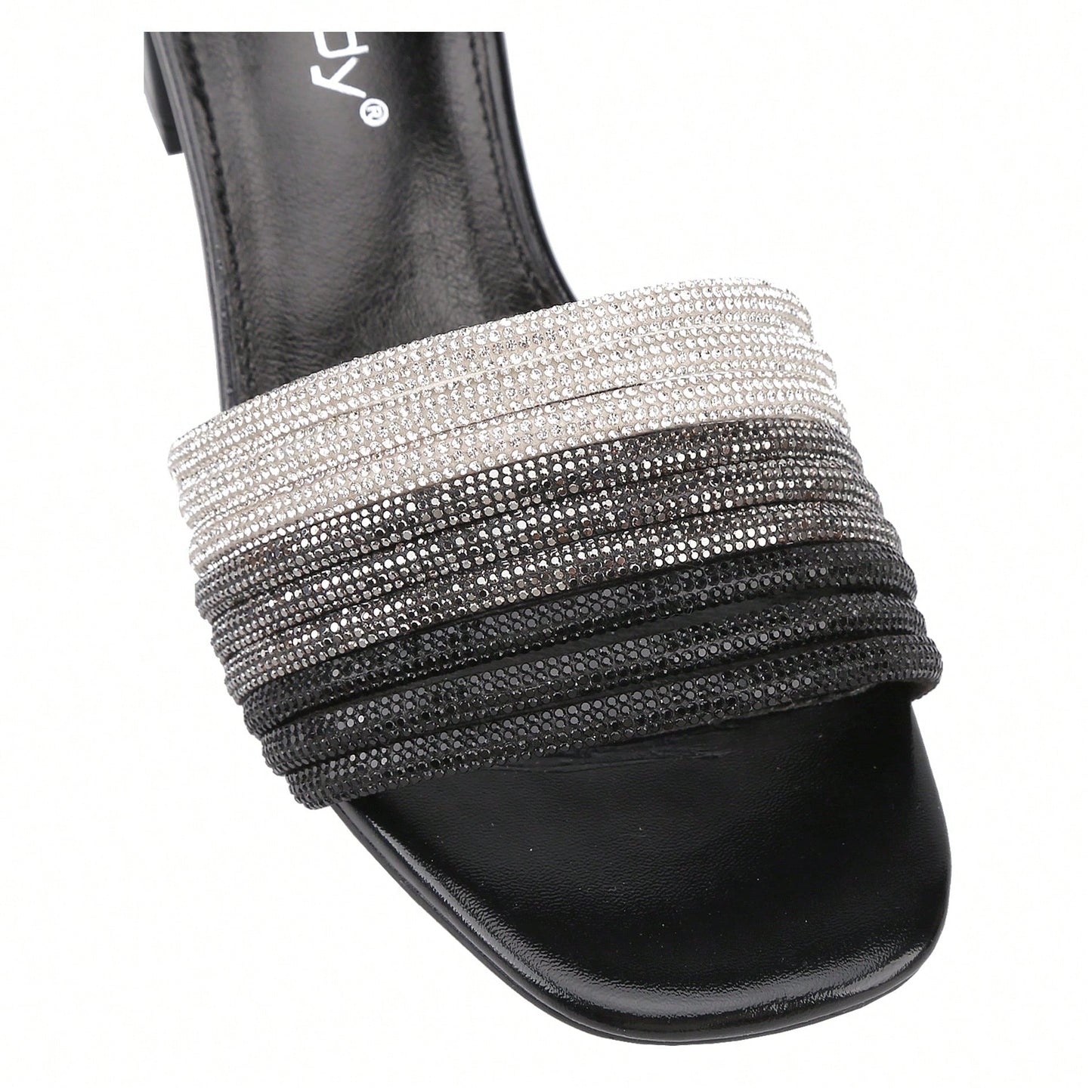 Women's Rhinestone Chunky Heels Sandals Square Open Toe Sandals Dress