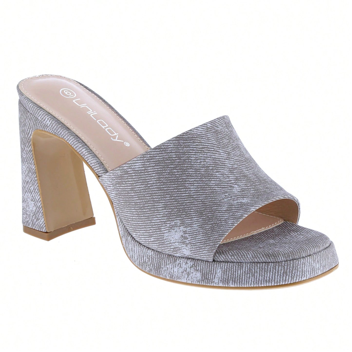 Women's Platform Chunky Heels Mules Square Open Toe High Heeled Sandals Slip On Slides Dress Shoes