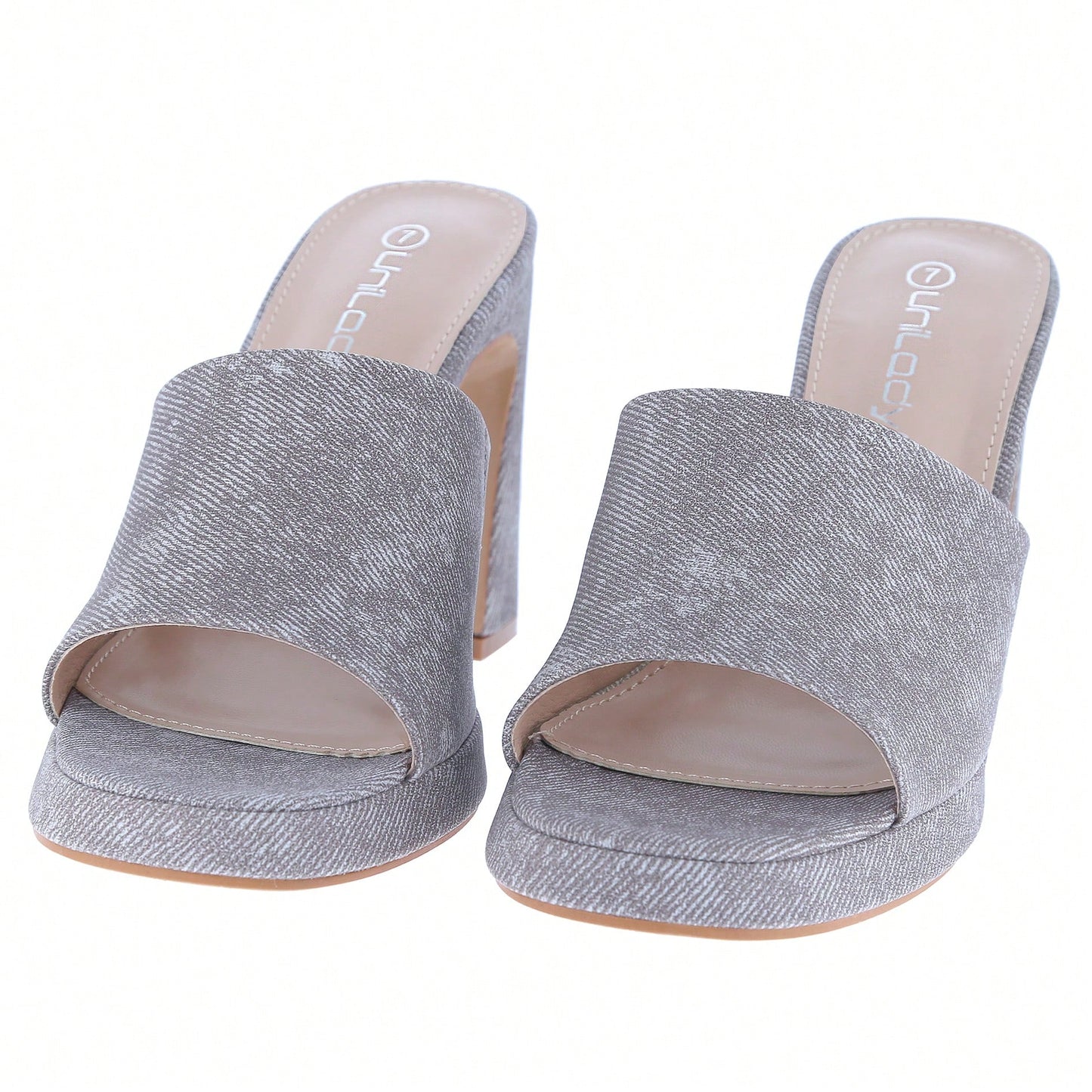 Women's Platform Chunky Heels Mules Square Open Toe High Heeled Sandals Slip On Slides Dress Shoes