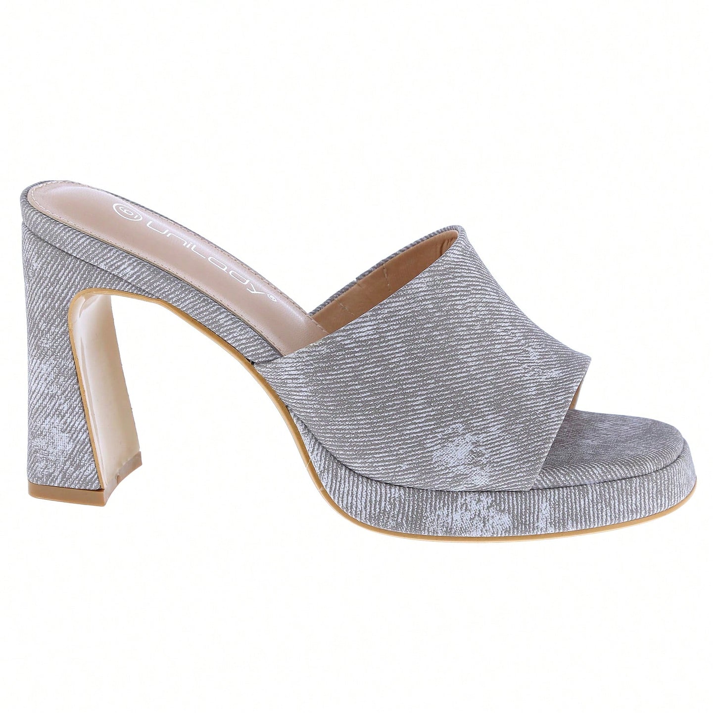Women's Platform Chunky Heels Mules Square Open Toe High Heeled Sandals Slip On Slides Dress Shoes