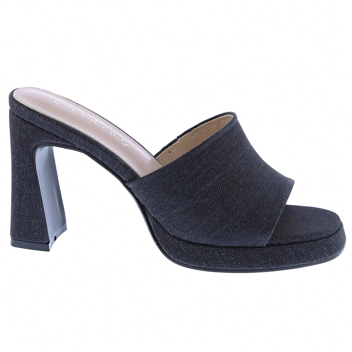 Women's Platform Chunky Heels Mules Square Open Toe High Heeled Sandals Slip On Slides Dress Shoes