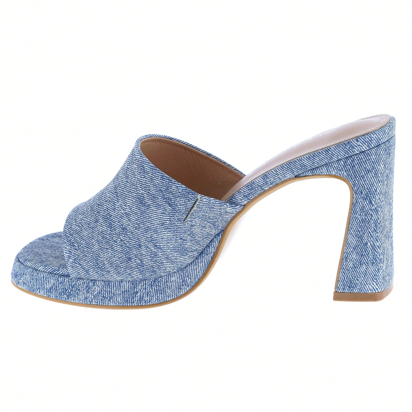 Women's Platform Chunky Heels Mules Square Open Toe High Heeled Sandals Slip On Slides Dress Shoes