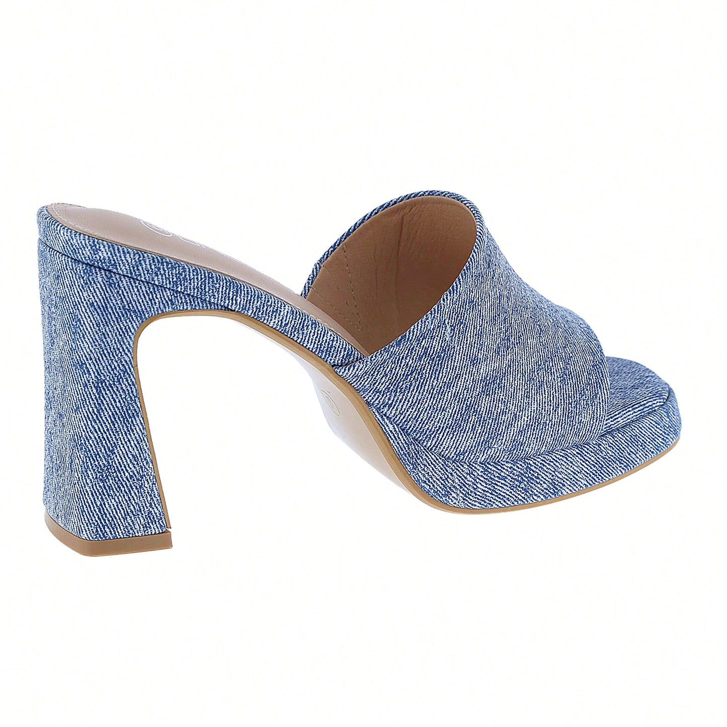 Women's Platform Chunky Heels Mules Square Open Toe High Heeled Sandals Slip On Slides Dress Shoes