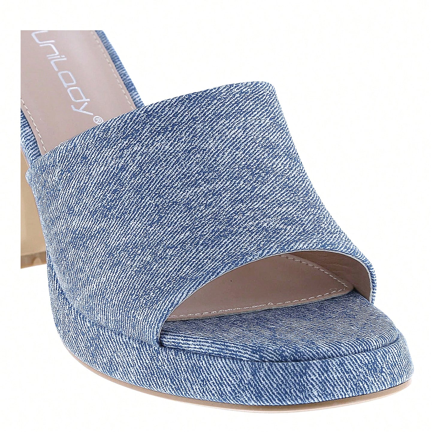 Women's Platform Chunky Heels Mules Square Open Toe High Heeled Sandals Slip On Slides Dress Shoes