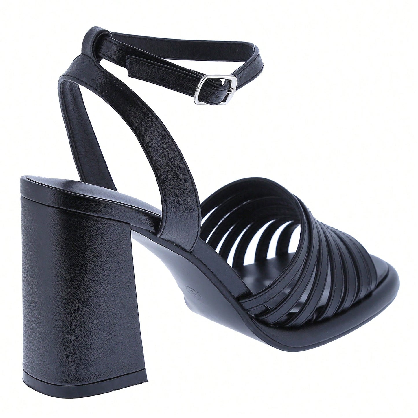 Women's Ankle Strap Square Toe Chunky Heels Sandals High Heeled Sandals
