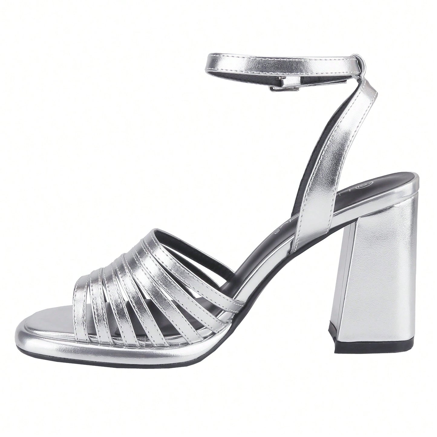 Women's Ankle Strap Square Toe Chunky Heels Sandals High Heeled Sandals