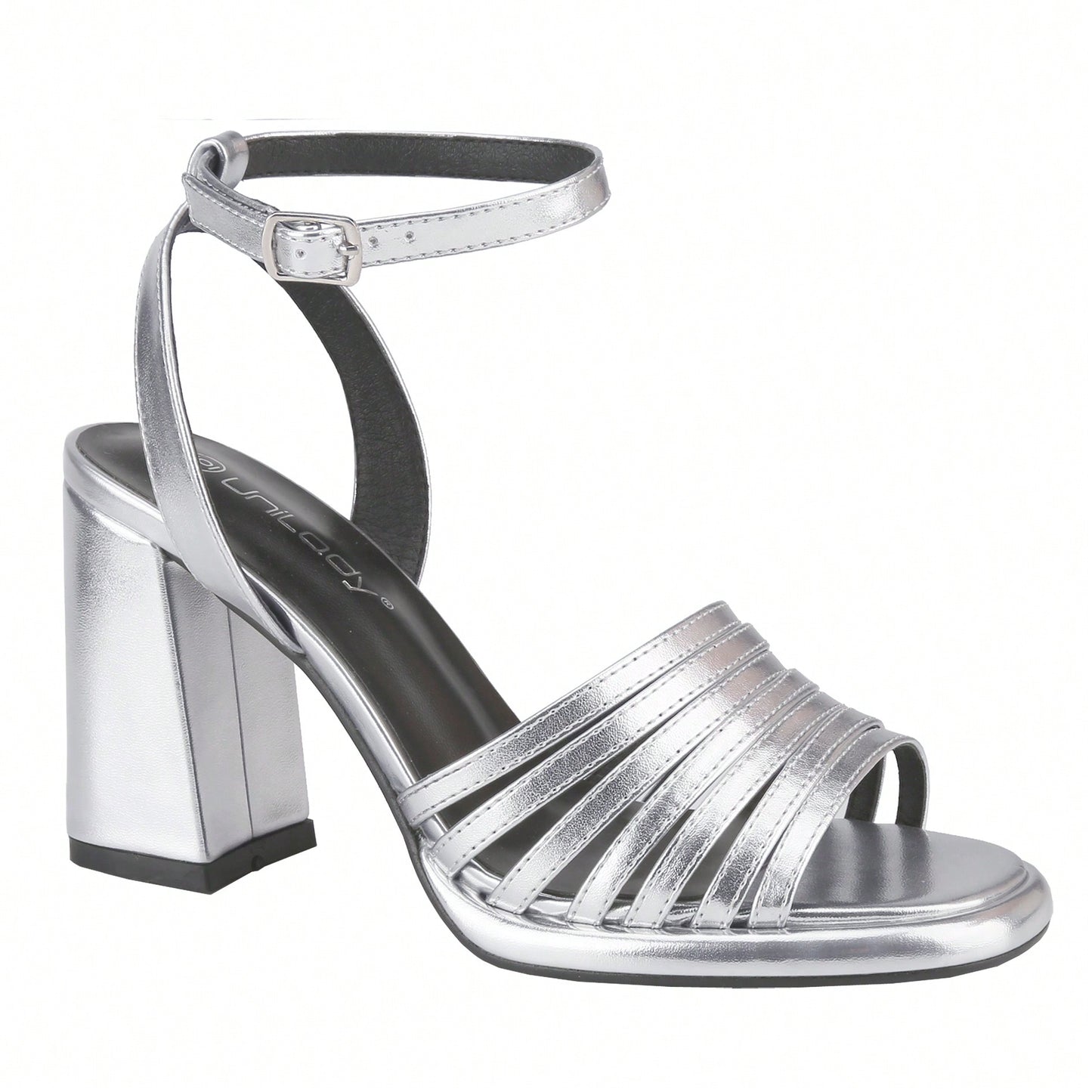 Women's Ankle Strap Square Toe Chunky Heels Sandals High Heeled Sandals