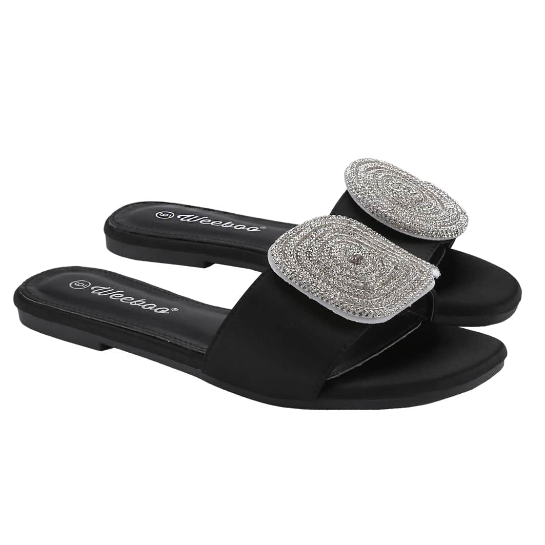 Women's Flat Rhinestone Sandals Fashion Slides Light Slippers For Summer