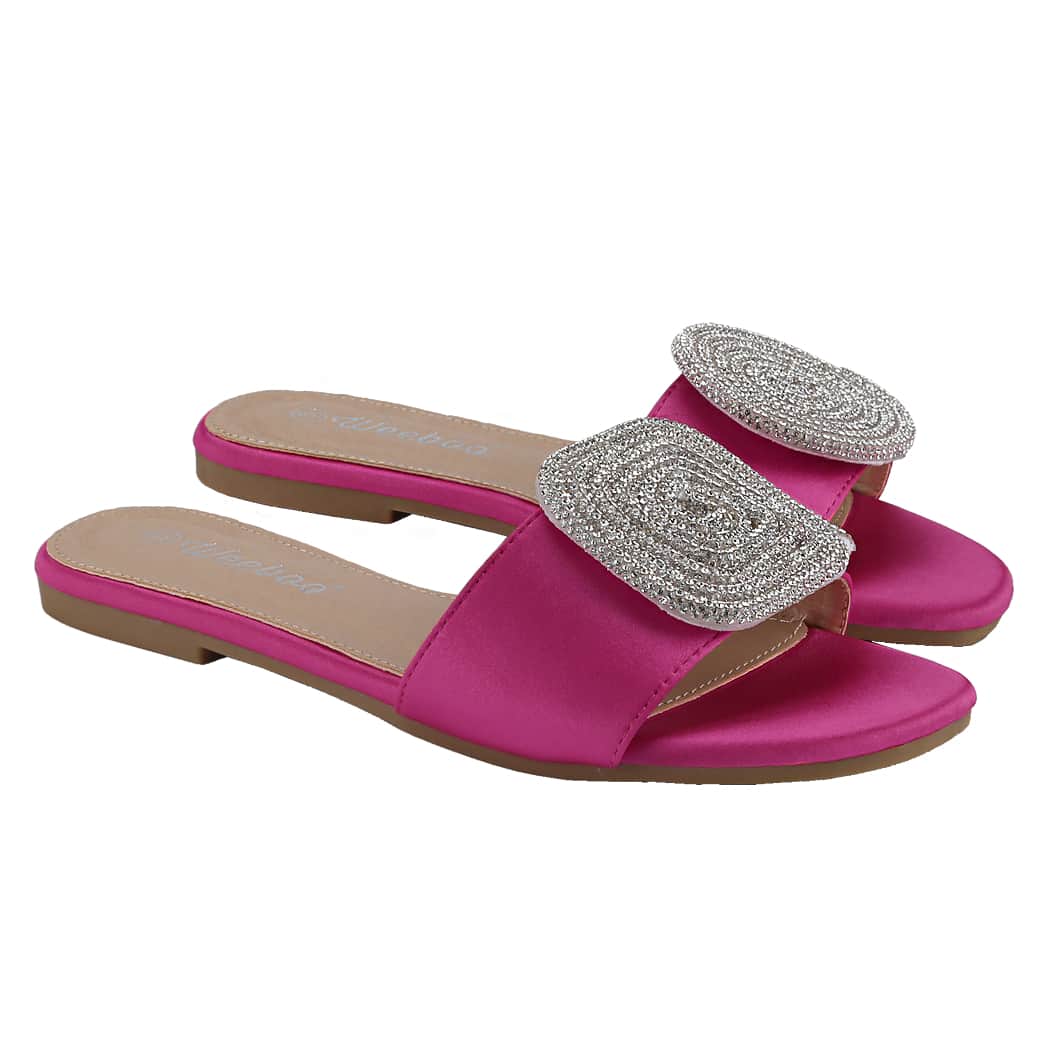Women's Flat Rhinestone Sandals Fashion Slides Light Slippers For Summer