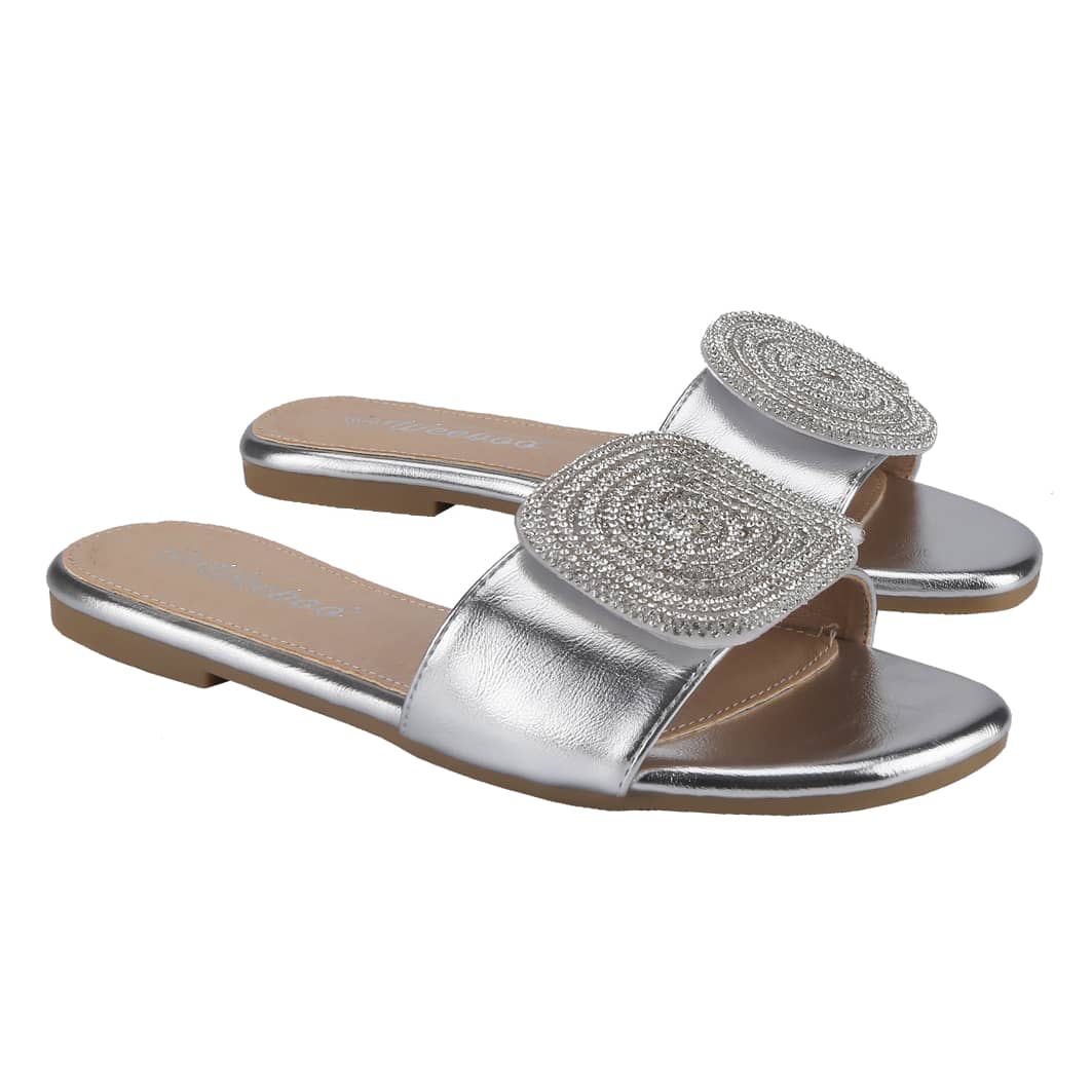 Women's Flat Rhinestone Sandals Fashion Slides Light Slippers For Summer