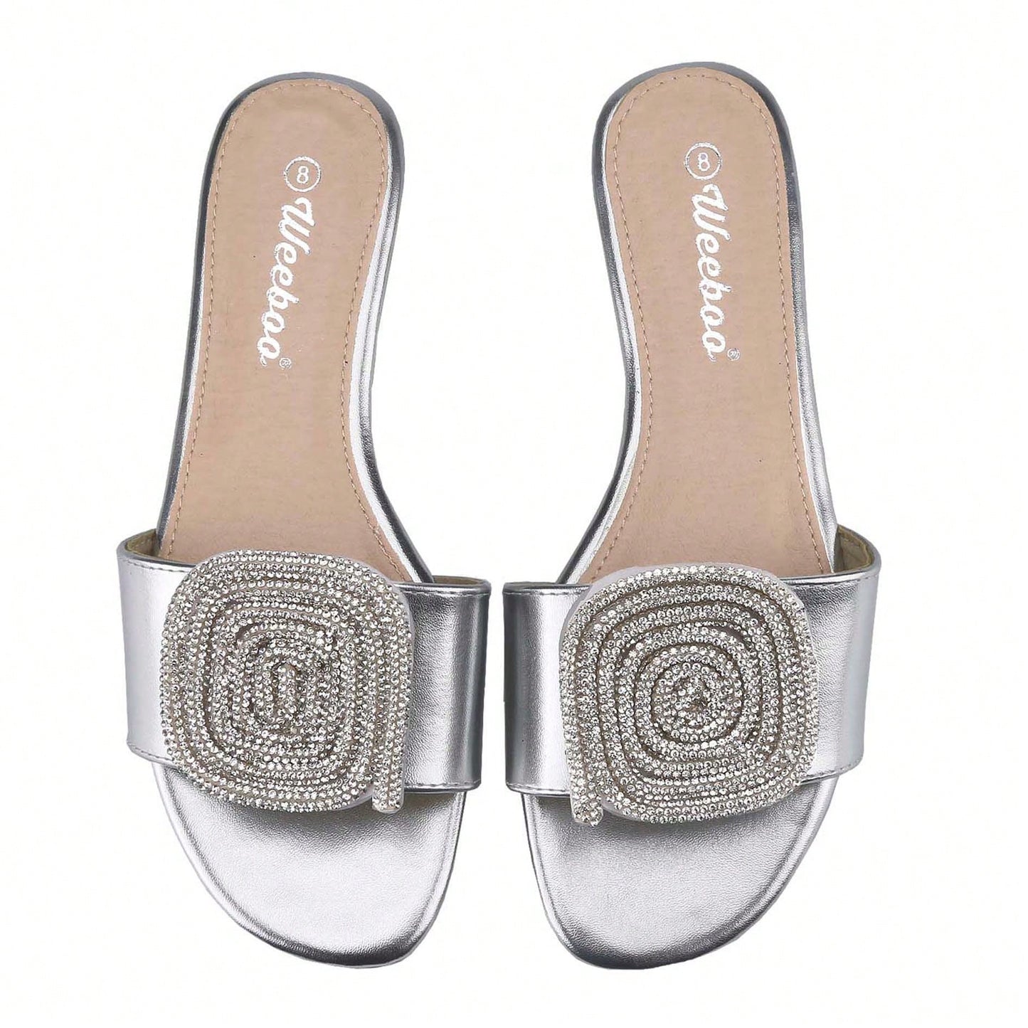 Women's Flat Rhinestone Sandals Fashion Slides Light Slippers For Summer