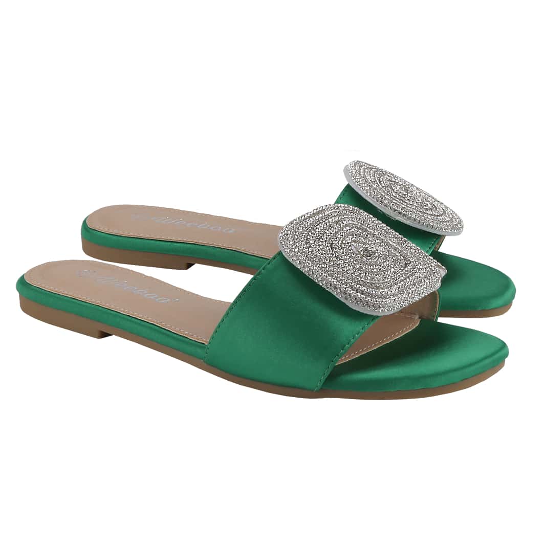 Women's Flat Rhinestone Sandals Fashion Slides Light Slippers For Summer