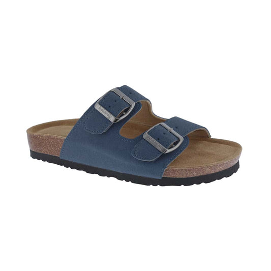 Women's Suede Leather Slide Sandals,2-Strap Adjustable Buckle, Casual Slippers, Slide Cork Footbed Shoes
