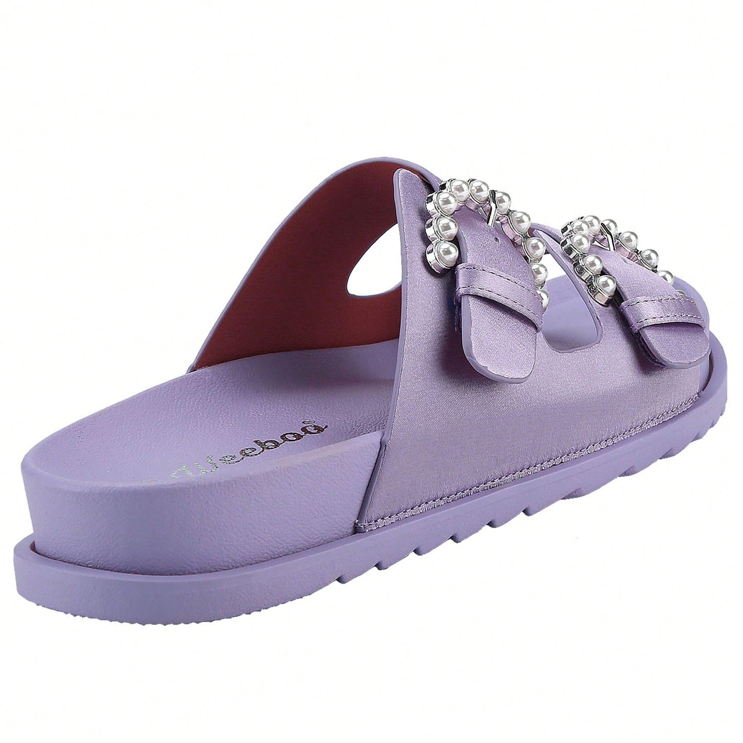 Women's Pearl Buckle Slides Women's Slides-Sandals Double Buckle Slip On-Summer-Slippers Adjustable Sandals Waterproof Swim Pool Bath Shower Shoes For Women Comfortable Non Slip