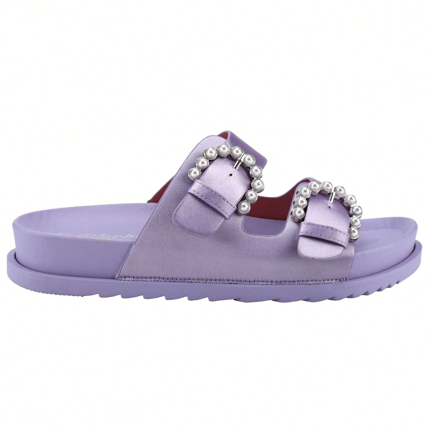 Women's Pearl Buckle Slides Women's Slides-Sandals Double Buckle Slip On-Summer-Slippers Adjustable Sandals Waterproof Swim Pool Bath Shower Shoes For Women Comfortable Non Slip