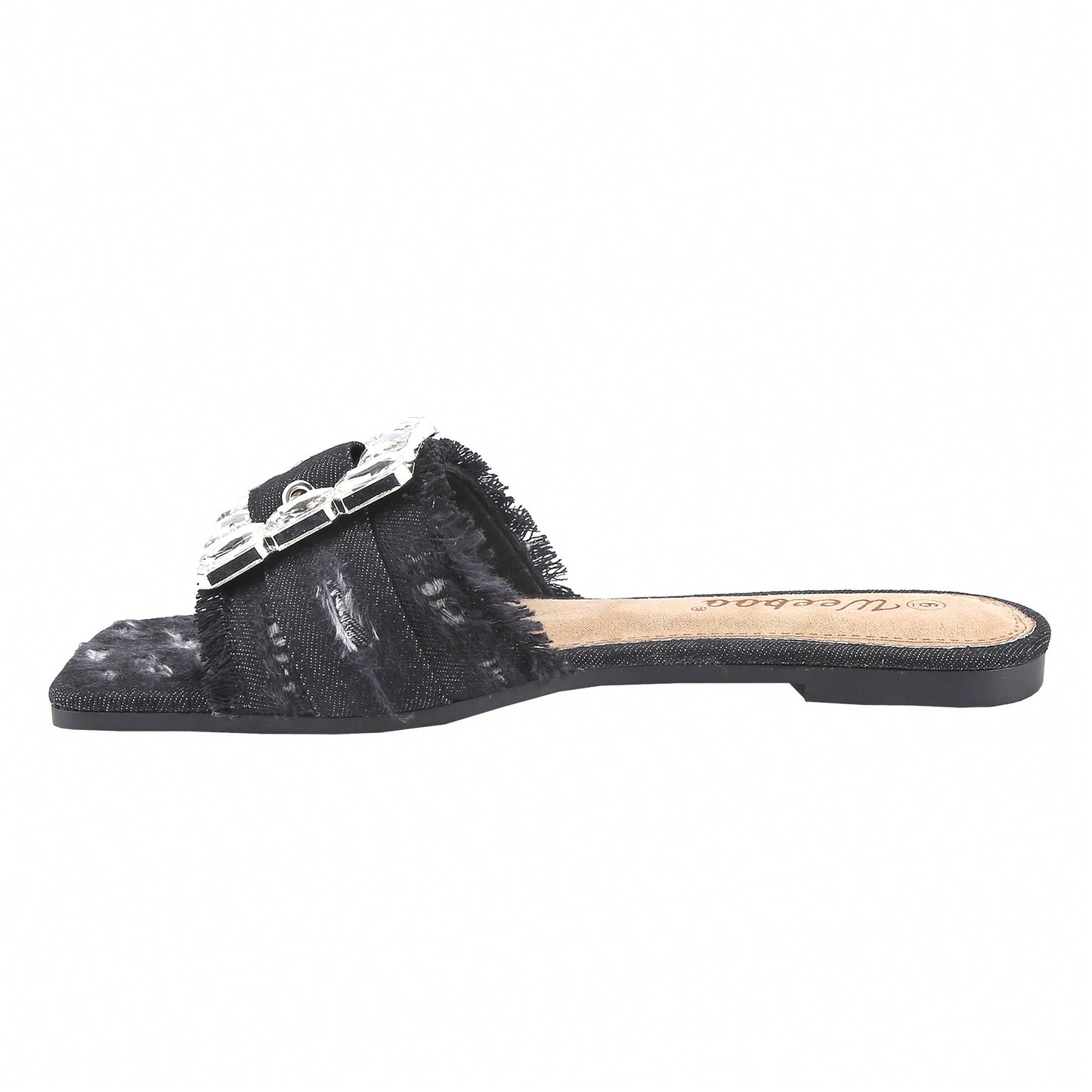 Women's Square Open Toe Summer Casual Flat Slide Sandals