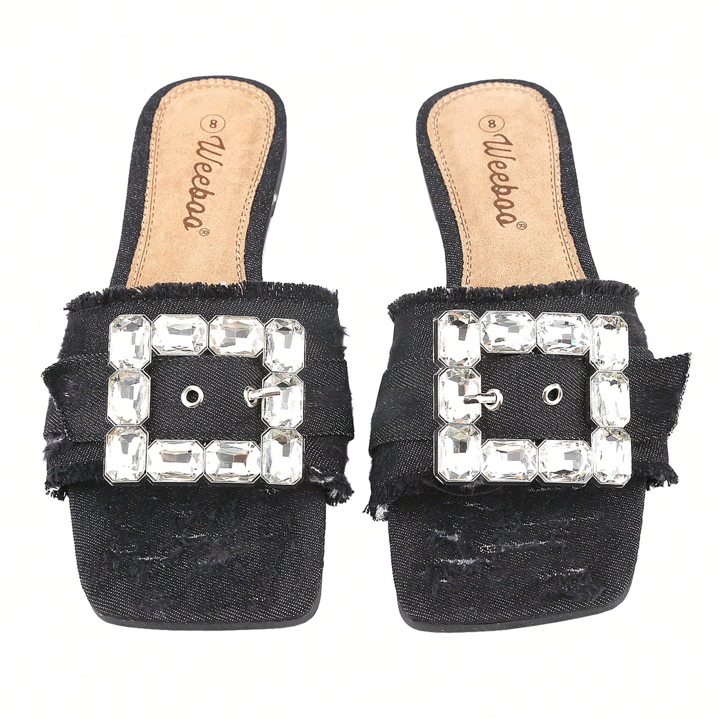 Women's Square Open Toe Summer Casual Flat Slide Sandals
